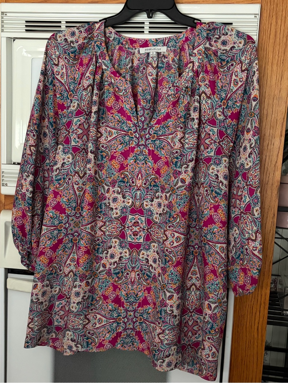 Rose & Olive Magenta Multi Paisley Peasant Blouse